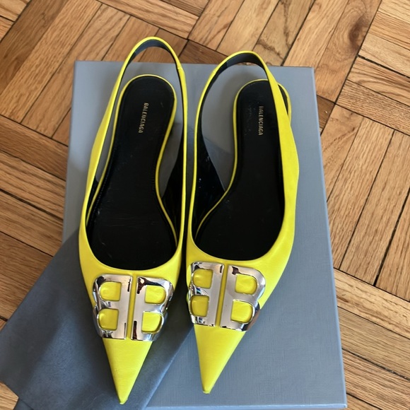 Balenciaga Knife logo-embellished satin point-toe flats - size 37.5 - Picture 8 of 15